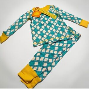 Masala Baby Teal & Yellow Patterned Kids Pajama Set